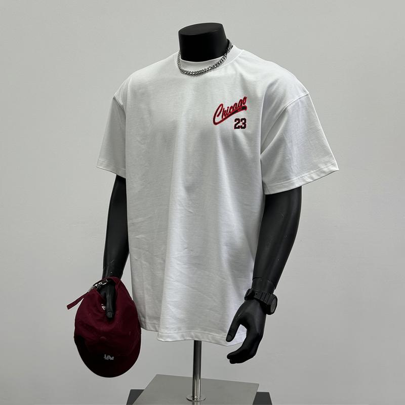 Product Introduction of 100% Cotton Simple Letters Retro Design Short Sleeve T-shirt Crew Neck Top Men and Women Unisex 1