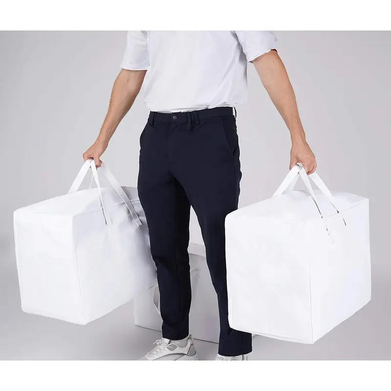 Local shipping-Eco Home Store Large Storage Bags Set of 3 White Laundry Bags UK Company Underbed Storage Bags Clothes Laundry Bags with Zips Foldable Home Organiser Clothes Storage Bags for Bedding 3