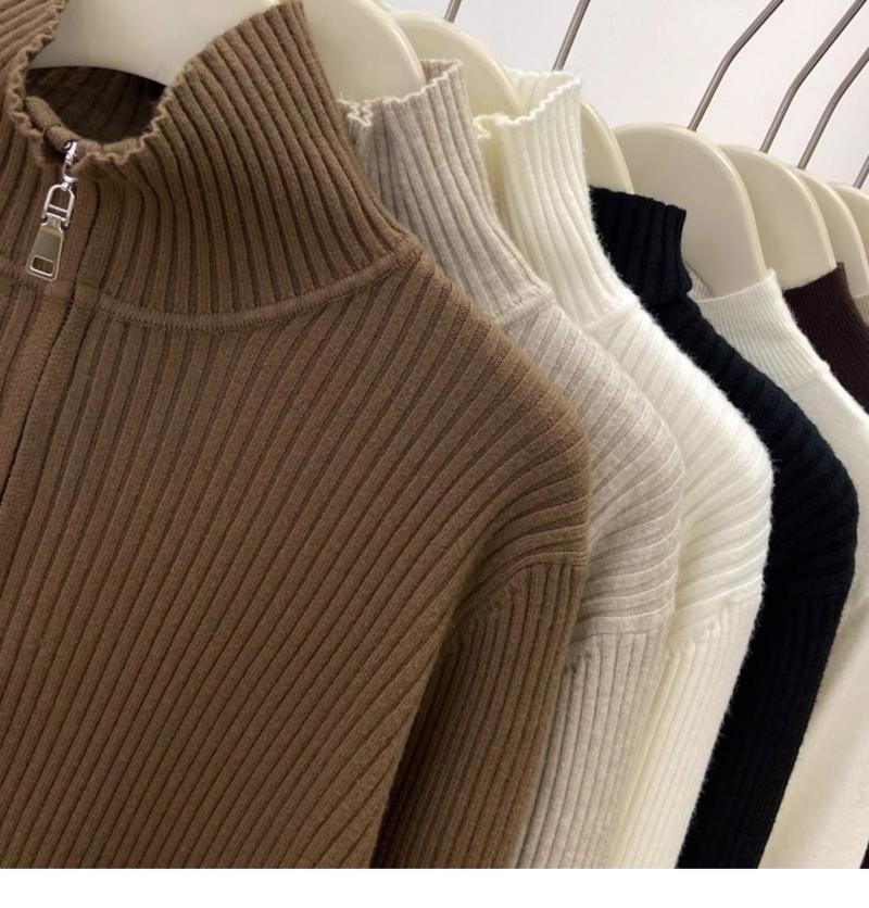 Product Introduction of 200 Wearable plus Size Polo Top Women's Autumn and Winter Half-High Collar Half-Open Zipper Sweater Loose Slimming Sweater Fashion 14