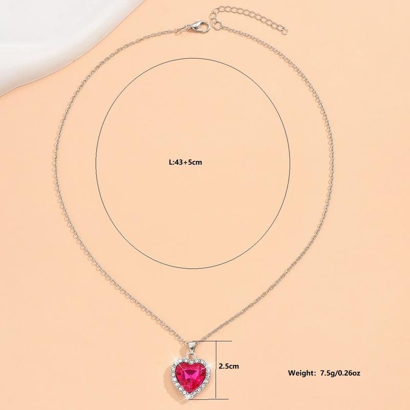 Product Introduction of Fashion Wholesale Heart-Shaped Pendant Necklace Full of Diamonds Cross-Border Best Seller in Europe and America 1