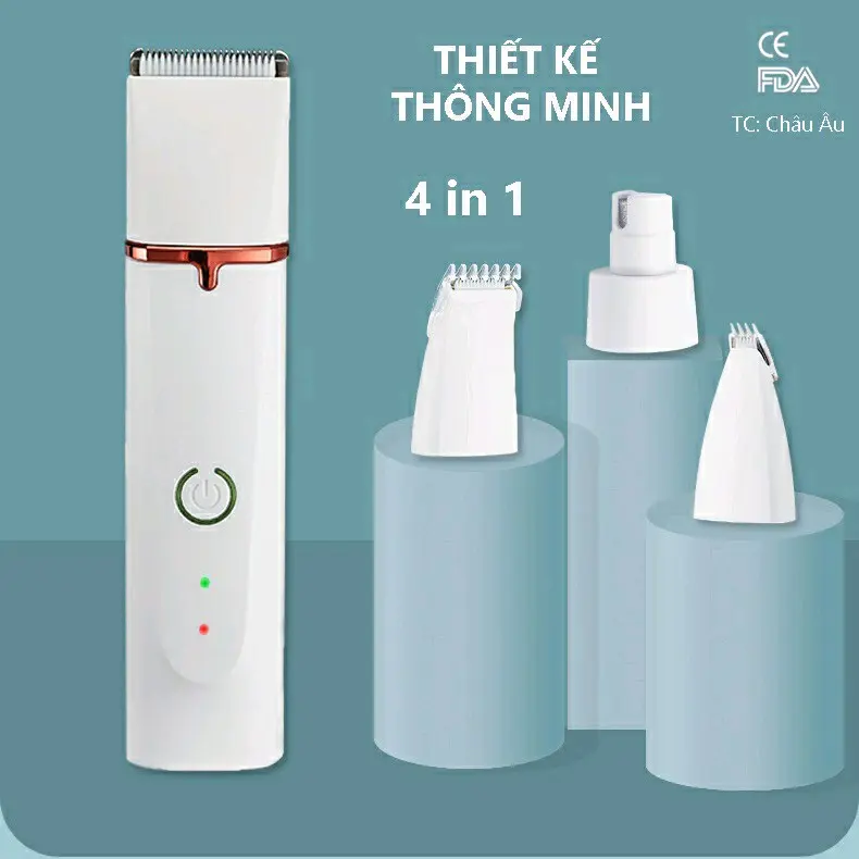Tông Đơ Chó Mèo Đa Năng 4 Đầu Lulupet Full Bộ Cao Cấp Nhỏ Gọn, Tỉa Lông, Mài Móng, Tỉa Lông Bàn Chân Lông Tai