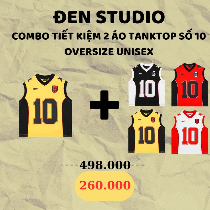 COMBO 2 ÁO TANKTOP BÓNG RỔ SỐ 10 FORM OVERSIZE UNISEX ĐEN STUDIO Sport