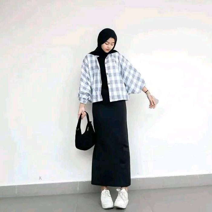 Rok Span Panjang Wanita Bahan Knit Black Series 2