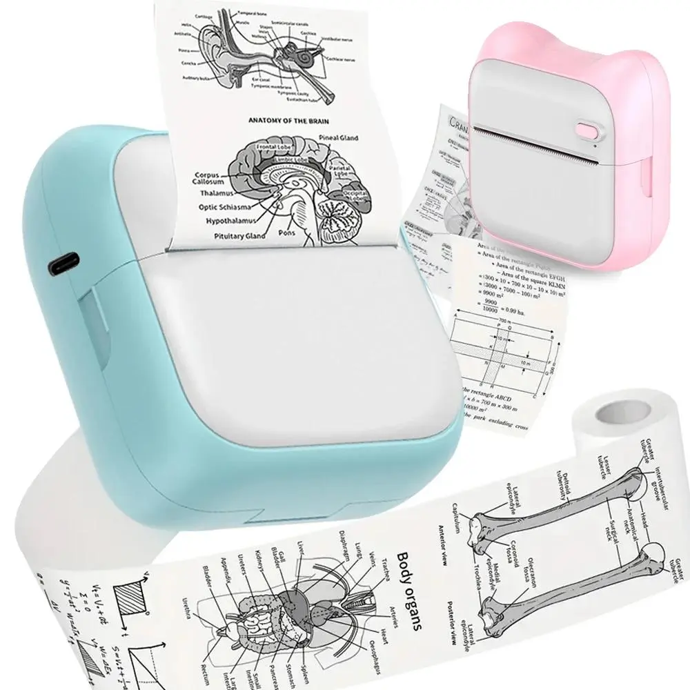 Portable Mini Printer, 1 Set Portable Wireless Label Printer with Print Paper, Compact Lightweight Design Printer for Students, Professionals & DIY Enthusiasts