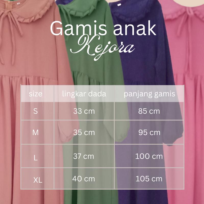 Product Introduction of GAMIS ANAK KEJORA KIDS TERBARU/ FASHION MUSLIM/ BAJU ANAK TANGGUNG/ DRESS / SIZE S M L XL/ BISA COD 0