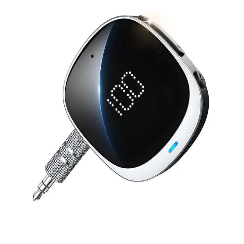 Car Transmitter, Portable Rechargeable Aux Output Music Receiver with LED Display Screen, Wireless Bluetooth-compatible Audio Receiver Compatible with Phone MP3 Speaker Laptop Headphone for Car Home 0
