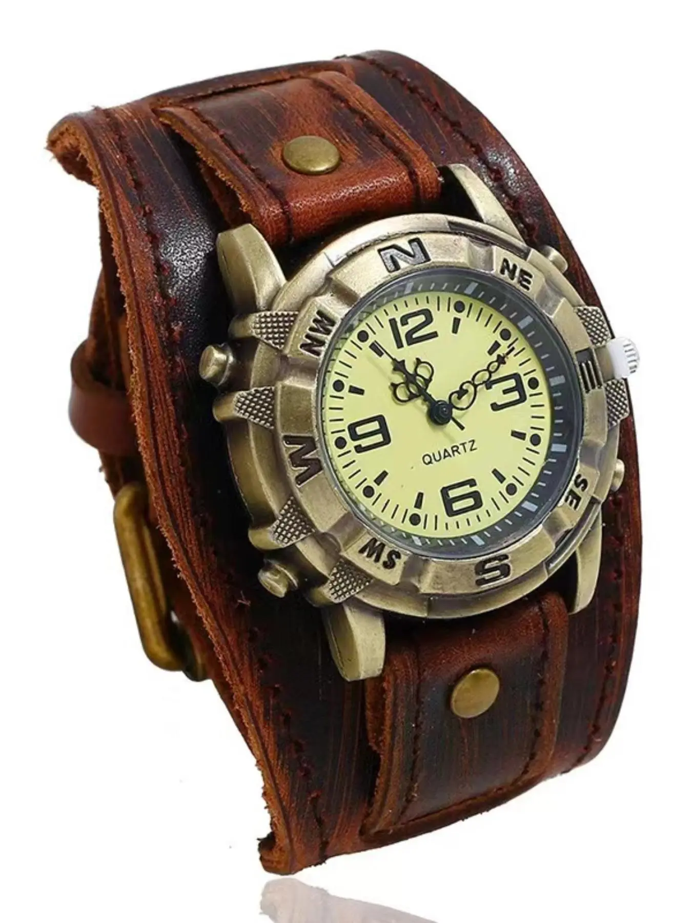 Vintage Watch, Retro Punk Watch, Wide Band Quartz Watch for Men and Women, Fashion Accessories for Daily Wear