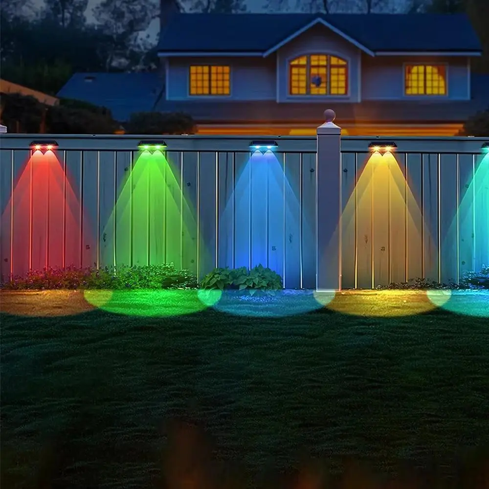 Solar Powered Wall Mounted Light, Outdoor Waterproof LED Solar Light, RGB Color Changing Solar Lights for Wall Backyard Railing & Patio