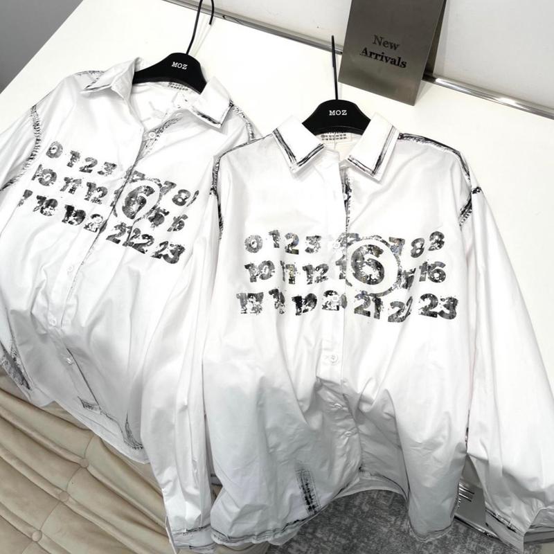 Áo somi trắng viền loang HangTong Qc dài tay Women