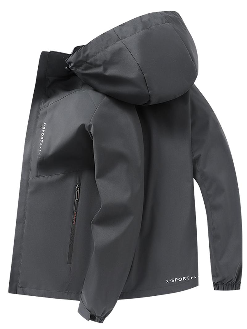 Product Introduction of Men's Hooded Hardshell Jacket, Regular Fit Casual Windproof Waterproof Long Sleeve Outerwear for Spring & Fall, Fashion Men's Clothes for Outdoor Activities, Coat 5