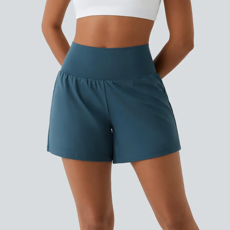 Halara Super High Waisted Back Pocket & Side Hidden Pocket 2-in-1 Yoga/Running/Cycling Shorts 5''-Longer Length, Stretchy Comfortable Fit for Gym and Casual Activities #DealDrops #Summer 2