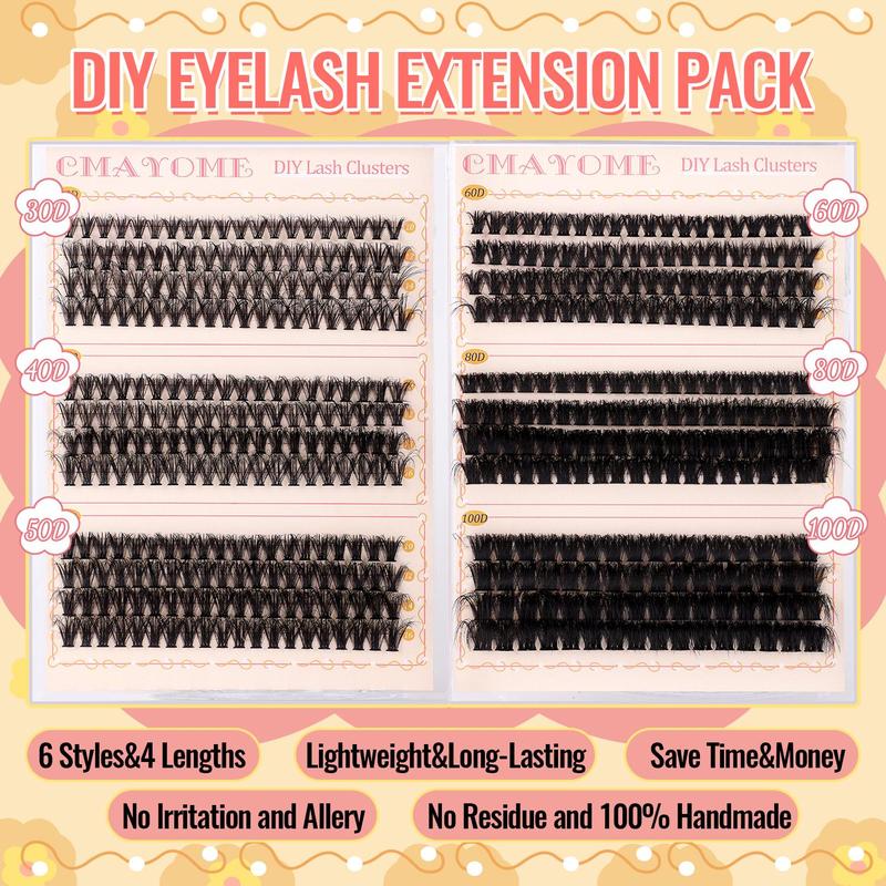 Natural Look Eyelash Extensions Kit, 464pcs Mixed Length Individual False Eyelashes with Tools, Professional Eye Makeup Accessories for Women & Girls 3
