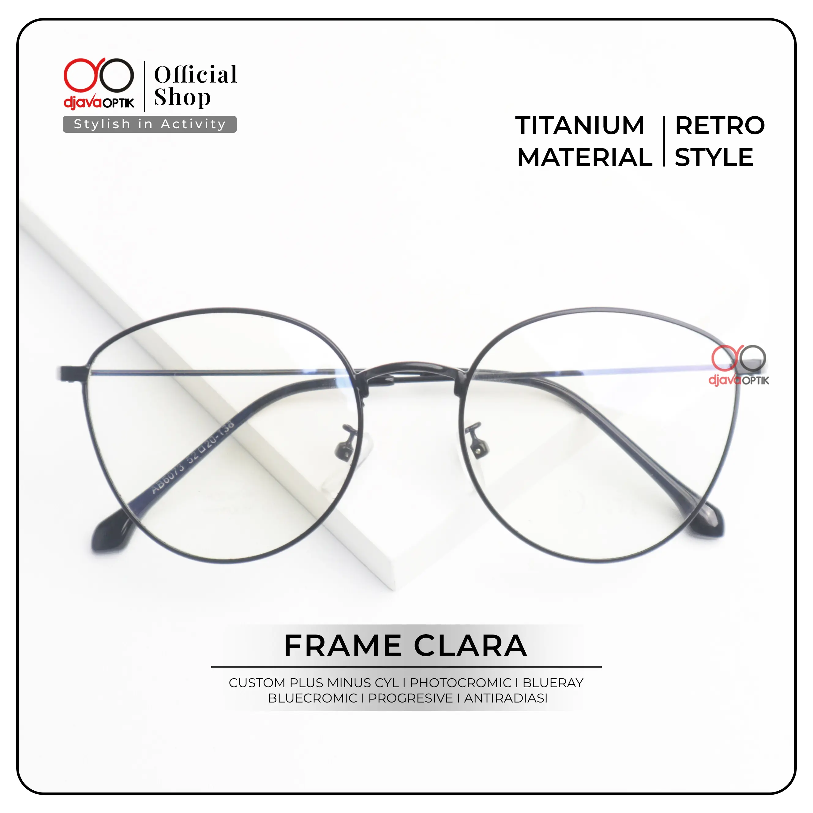 [ DJAVA OPTIK ] Kacamata Clara Normal s/d -4,00 Cat Eye Photocromic Anti Radiasi Eyewear Glasses Frame Lensa