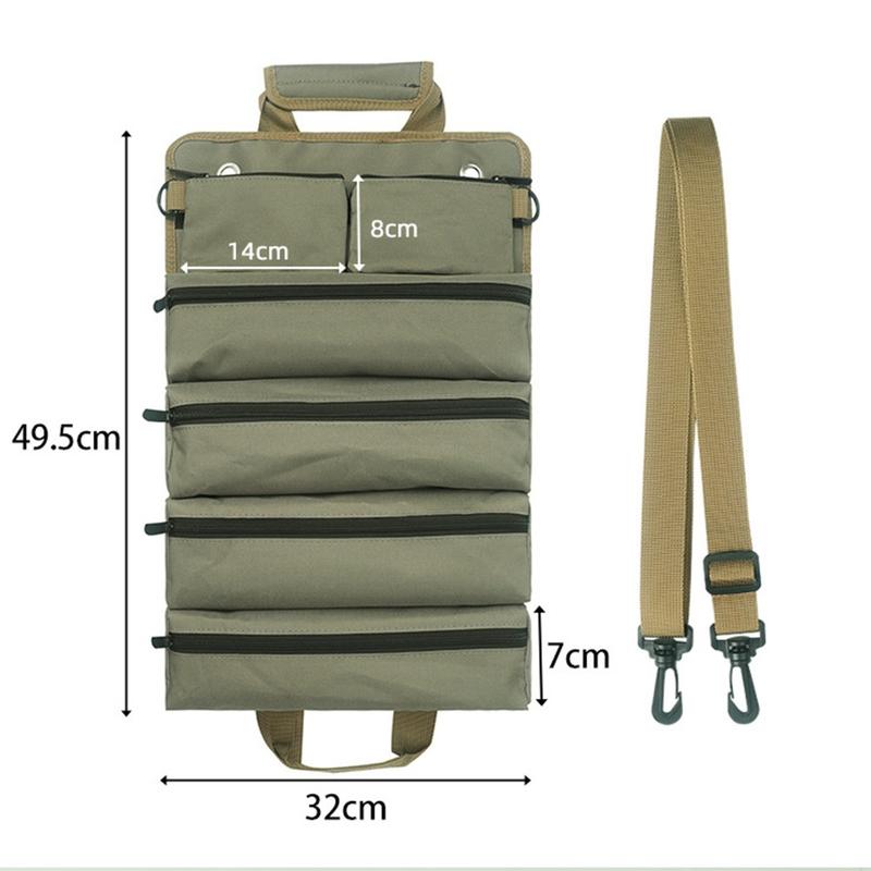 Storage Tool Bag Roll Up with 4 Large PocketsOrganizer Waterproof Oxford Cloth 4