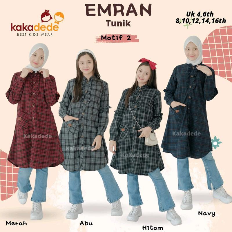 Tunik Flanel lengan panjang anak perempuan 4 - 16 tahun remaja kakadede 0