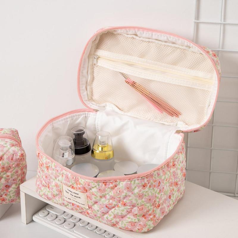 Product Introduction of Floral Pattern Makeup Bag Set, 4 Counts/set Large Capacity Cosmetic Storage Bag, Zipper Makeup Organizer Pouch, Versatile Storage Bag for Travel, Office, Home 5