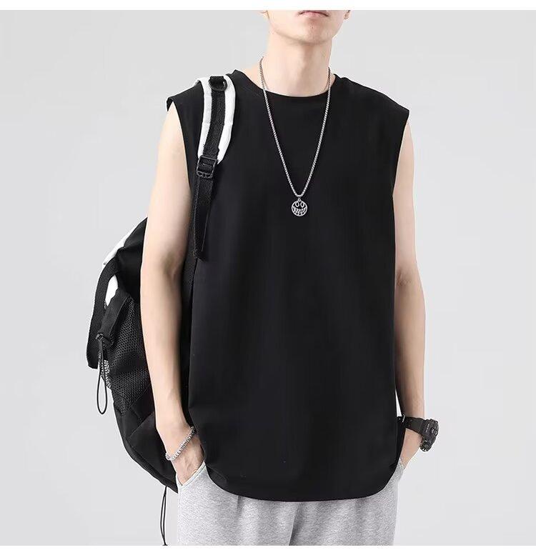 Product Introduction of Summer Solid Color Men's Vest Sleeveless Sports Loose Men's and Women's Same Sleeveless T-shirt 4
