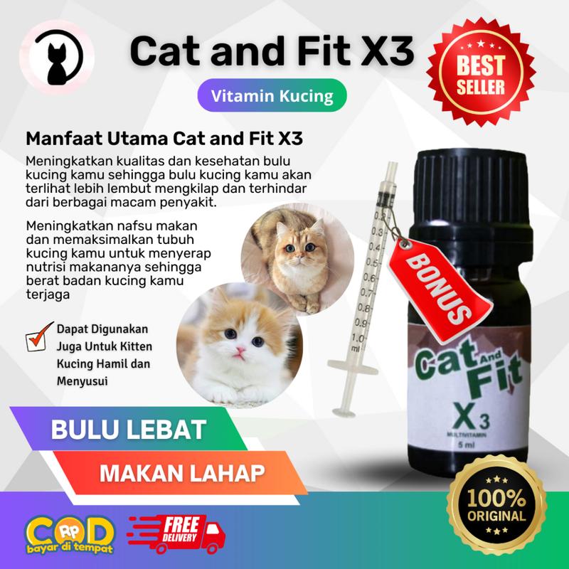 Cat And Fit X3 Multivitamin kucing gemuk bulu lebat cocok untuk vitamin kitten 0