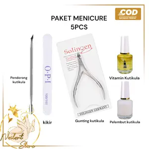 Nail art tools paket Manicure Set 5PCS Kutikula Remover Gunting Oil Minyak Cuticle Nipper Vitamin Kuku