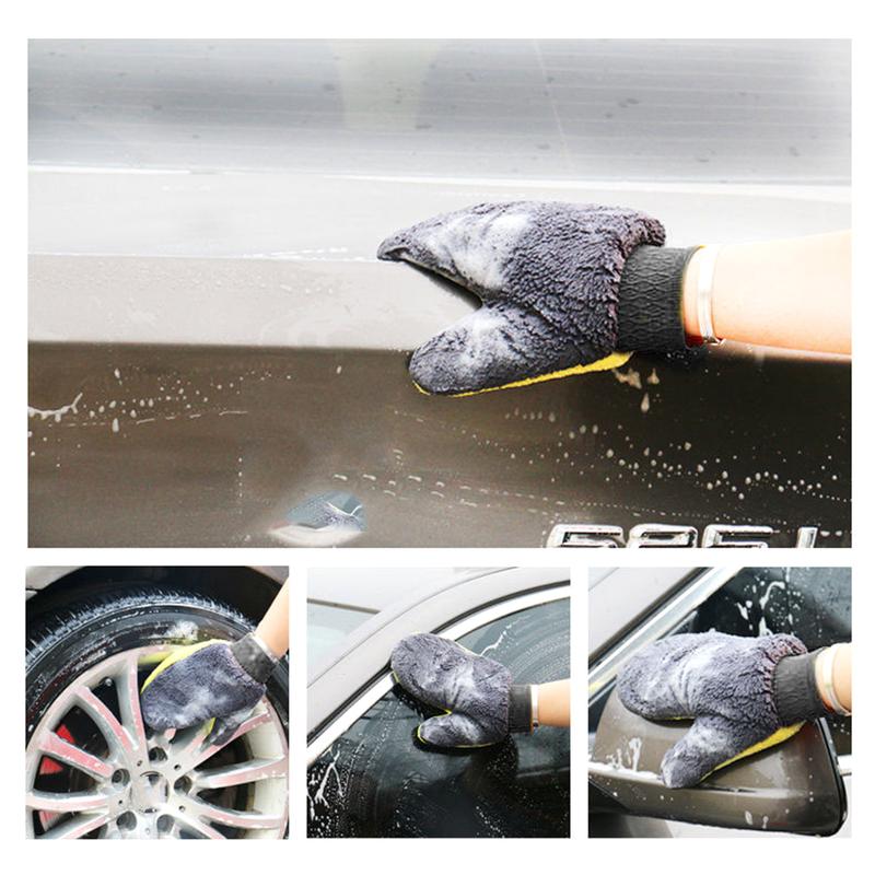 Car Wash Mitt Microfiber Chenille Gloves Thick Car Cleaning Mitt Wax Detailing Brush Auto Care Golves Towel 0