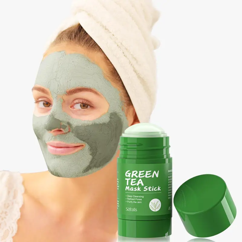 Green Tea Mud Mask Stick, 3 Counts/set Deep Pore Cleansing Facial Mask Stick, Gentle Daily Skin Care Product for Women & Men 4
