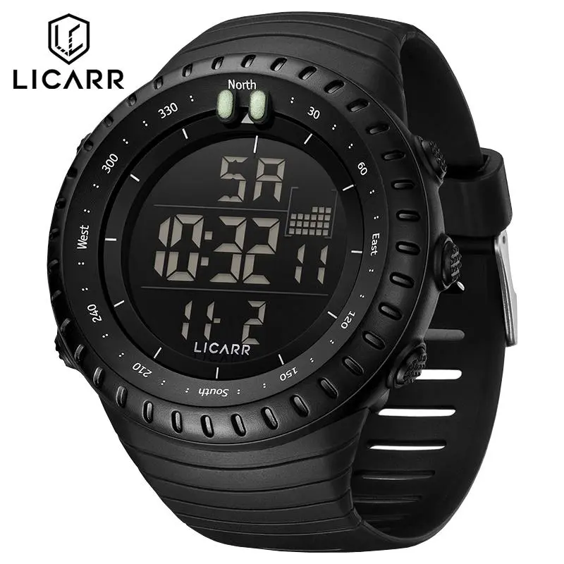 LICARR Jam Tangan Pria Fashion Digital Santai Dengan Tali Silikon Sporty Anti Air Jam Tangan Original Bermerek Man Watch 9521