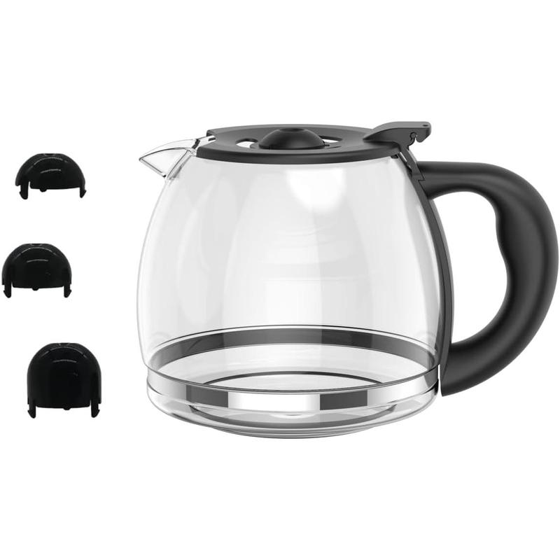 TikTok Shop 12 CUP Glass Replacement Coffee Carafe Compatible with Mr. Coffee Black Decker Cuisinart and More Black Close Handle