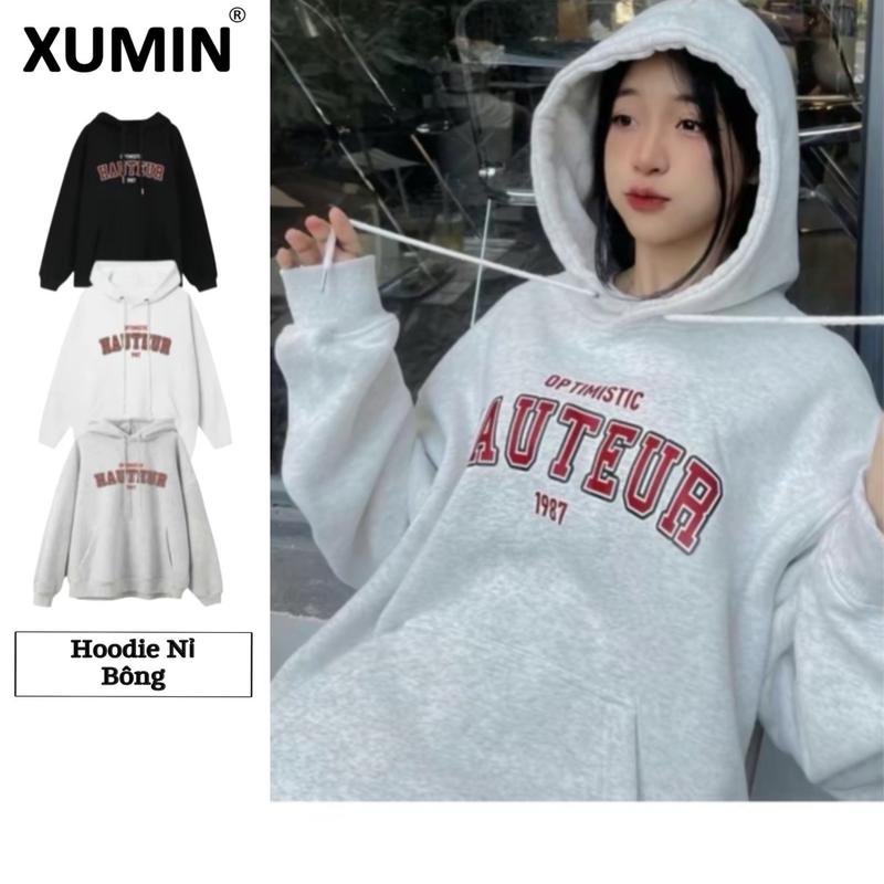 Áo Hoodie Nỉ Lót Bông Dày Dặn, Mềm, Mịn Dáng Rộng Nam Nữ Kiểu Dáng Oversize In Chữ " Haute" ( Hoodie Lót Bông Haute)