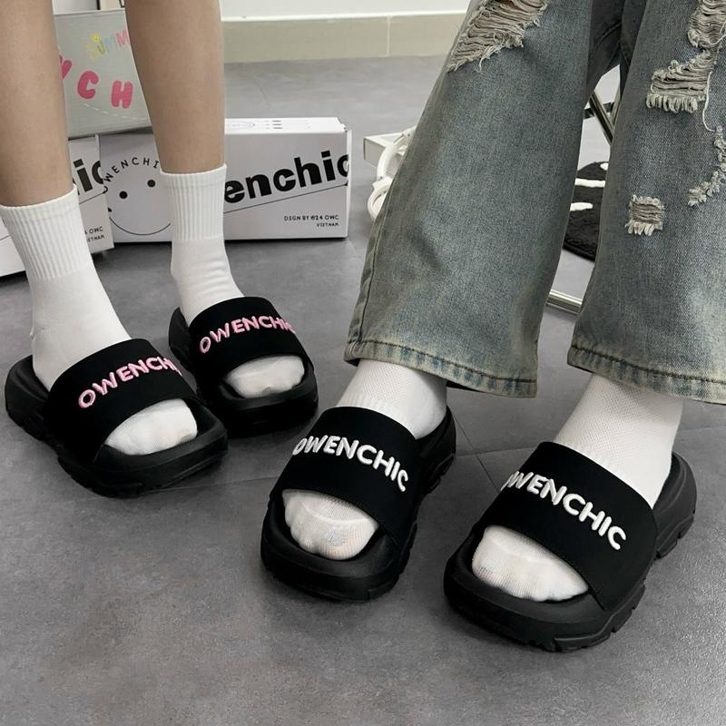 Dép Owenchic Logo Thêu Quai Ngang (OWC3) Lót Bông Nam Nữ Đế Bằng Cao Su Êm Chân Kèm Hộp - Bảo Hành - hỗ trợ đổi size Slipper DéP