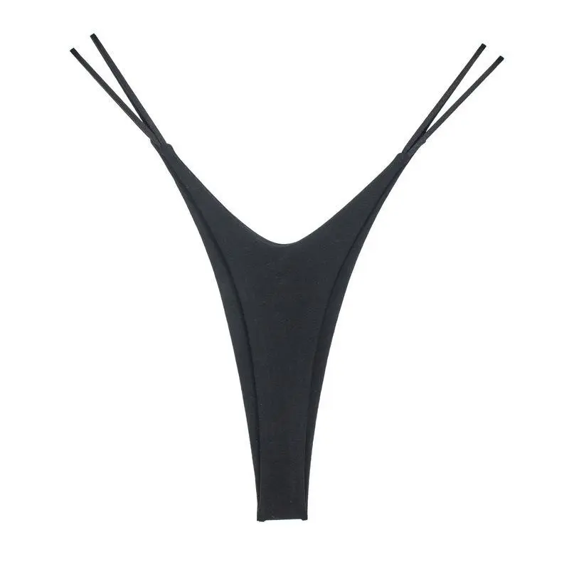 New High Slit Thong Cotton Women's Double Layered Thin Belt Underwear