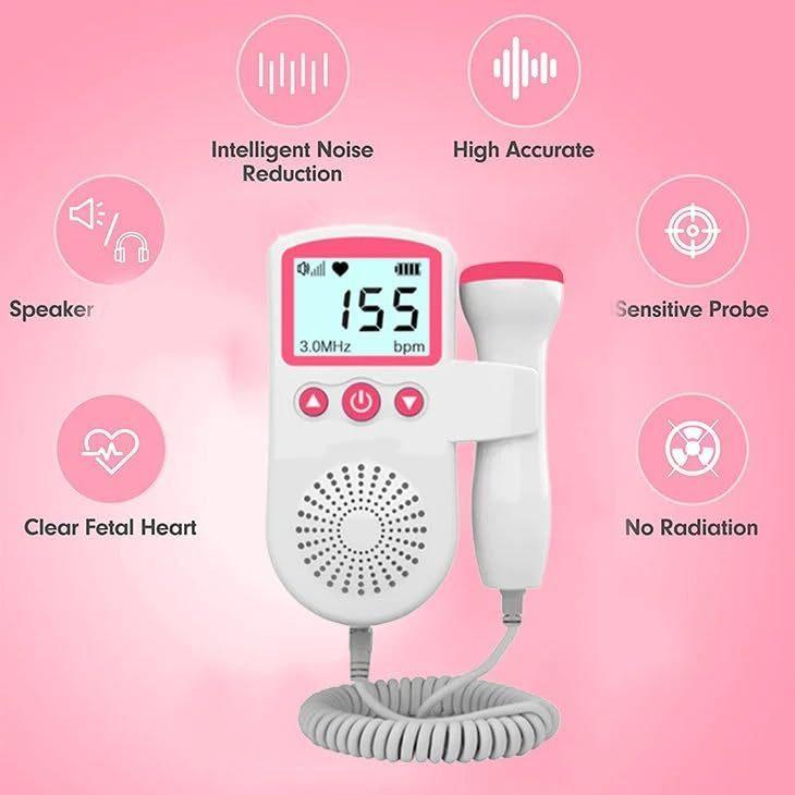 Máy theo dõi siêu âm mang thai, Sử dụng tại nhà, Máy đo nhịp tim và thai nhi Doppler, Để theo dõi nhịp tim và thai nhi của em bé, Thích hợp cho phụ nữ mang thai 4