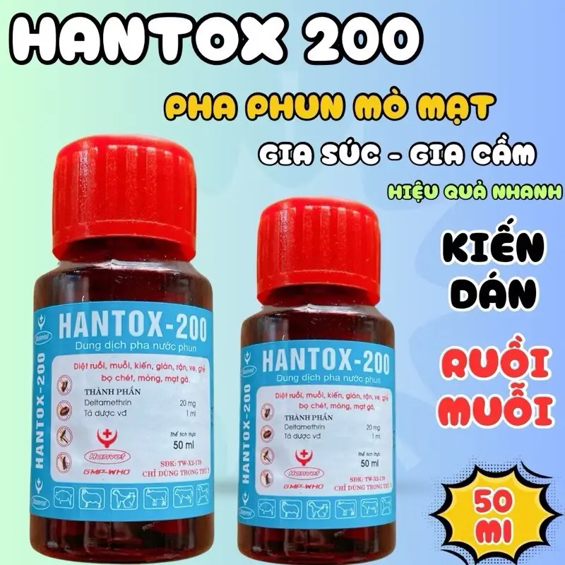 ￼Dung dịch Hantox 200 diệt ruồi, muỗi, kiến, gián, rận, ve, ghẻ, bọ chét