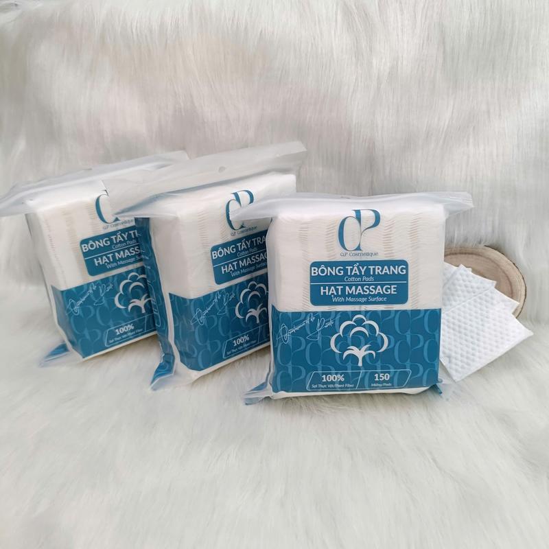  Bông Tẩy Trang Massage Mềm Mịn Làm Sạch Sâu Túi Zip Handy Nhỏ Gọn Sợi Bông Tự Nhiên An Toàn Lành Tính QP Cosmetique,Dễ Dàng Tách 2 Lớp Để Đắp Toner 