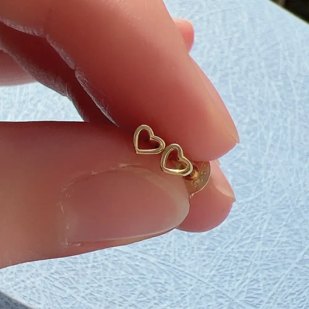 fulsun Jewelry 925 Sterling Silver 14K Gold Plated Mini Series Small Heart Shaped Stud Earrings