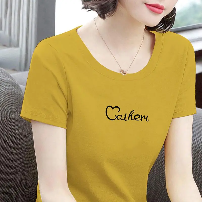 Áo Thun Dễ Phối Đồ Trang Phục Mùa Hè, ngắn Tay, In Mới, Nữ Mẹ TRUNG NIÊN Ngoại Cỡ, Cổ Tròn Hợp Xu hướng, Được 566 Người Vinh Danh Top Women Umi 2