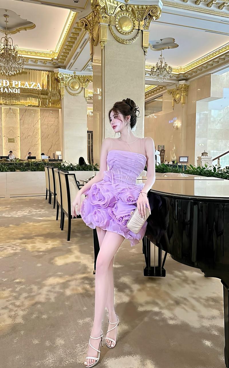 Product Introduction of Váy Dự Tiệc,SN Hoa/PD Size:XS.SML.XL2XL.3XL Màu:Đen,Trắng,Tím.. Hàng Caocap (ib/shop) 6