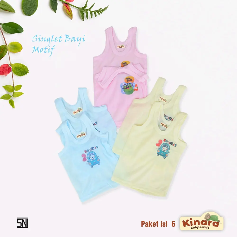 Kaos Dalam Bayi Dan Anak Isi 6 Pcs/Singlet Bayi Dan Anak Karakter Cewek Cowok