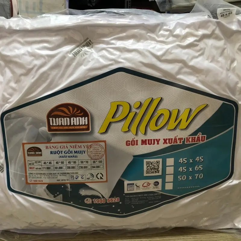 Ruột gối đầu bông gòn tinh khiết loại xuất khẩu size 45x65x8cm 2