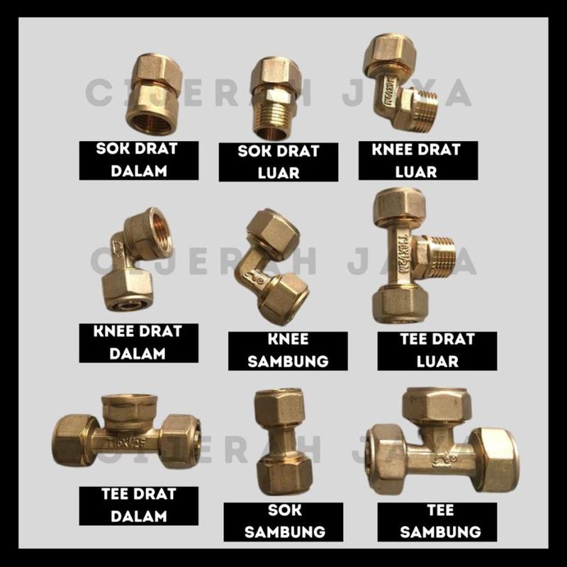 KNEE/SOKET/TEE SAMBUNGAN RIPENG AIR PANAS KUNINGAN WATER HEATER MODEL ONDA 0