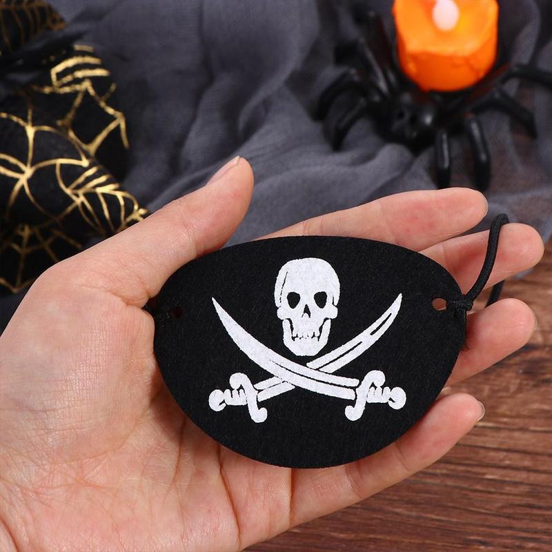 Product Introduction of Performance Cosplay Mask Pirate Eye Mask Masquerade Mask Felt Skull Eye Mask White/Black Home 16