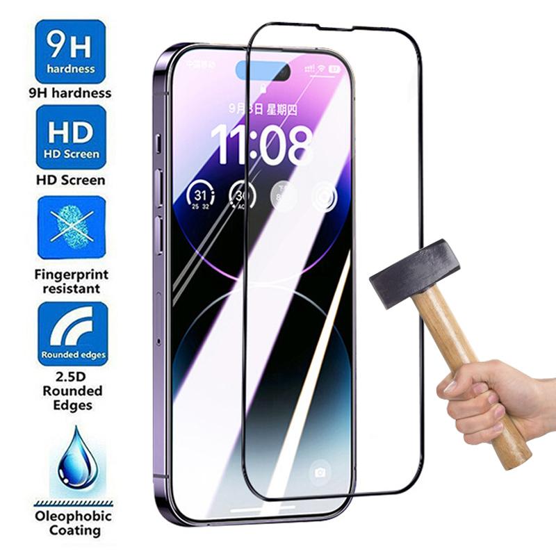 Bảo Vệ Màn Hình Kính Cường Lực, Chống Cháy Nổ, Độ Tinh khiết HD, Dành Cho iPhone 11 12 13 14 15 16 Pro Max Plus Mini X XS XR Max 7 8 Plus, Kính Silicon Phụ Kiện