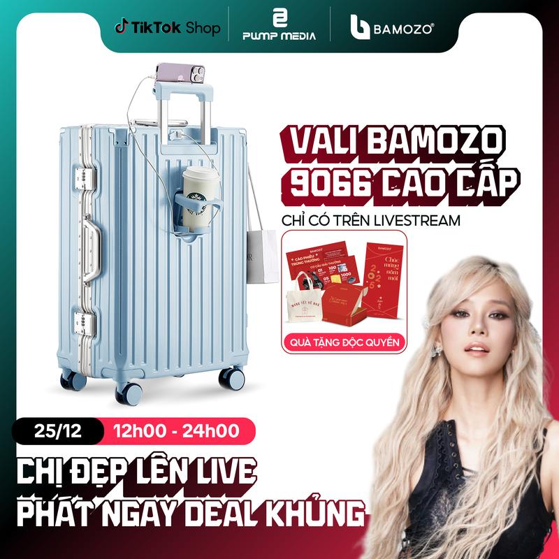 Hoàng Yến Chibi-Bamozo Vali Bamozo Khung Nhôm 9066 Cao Cấp Nhựa Pc Nguyên Khối Chống Va Đập Size 20 24 Bánh Xoay 360 Độ Khóa Số Bảo Mật - Tặng Bọc Trong Suốt Phù Hợp Đi Du Lịch Kí Gửi Nam Nữ