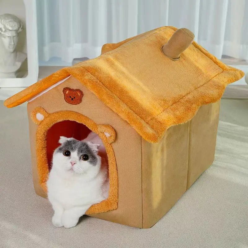 Dogs and Cats House Nest Winter Warm Small Dog Dogs and Cats Four Seasons Universal Removable and Washable Dog House Cat Nest Bed Pet Supplies dog  beds