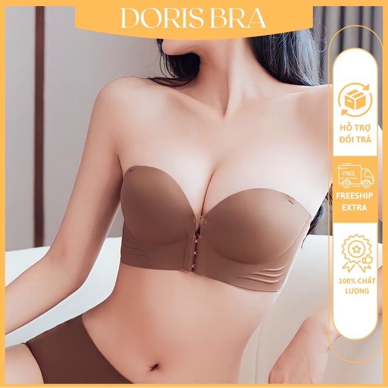 Áo lót nữ DORIS AC667, áo ngực không dây chất su cài trước đệm dày 5cm siêu nâng đẩy không gọng cao cấp