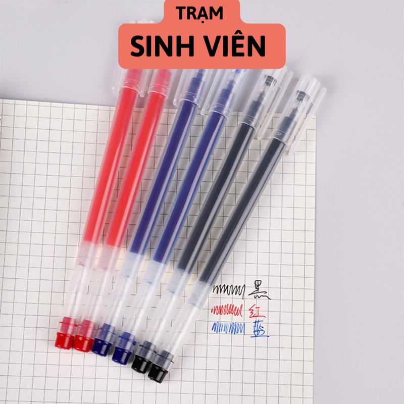 Bút Gel Mực Nước 0.5mm Xanh Đỏ Đen Vỏ Trong Suốt Chống Nhòe Nhanh Khô Đều Mực ( BMGVT )