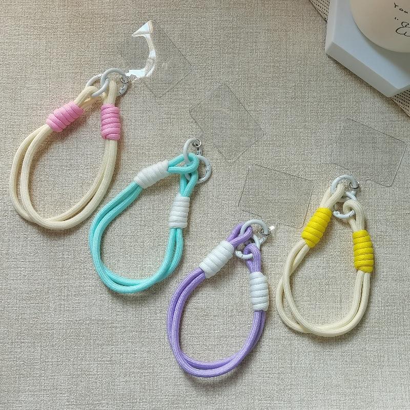 Dopamine short mobile phone lashings Double head bold color mobile phone gasket anti-loss hand-woven wrist rope 0