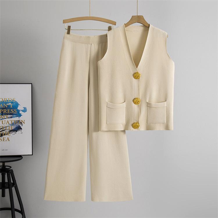 Product Introduction of New summer women's wear in 2025: a fashionable set consisting of a knitted vest with golden buttons and a midi skirt, and a homewear package. Clothes Womenswear 5