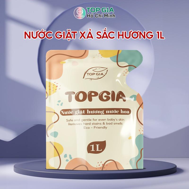 ( Đa Kho ) Nước giặt xả sắc hương Top Gia túi 1L, 2in1 tạo bọt vừa phải giúp làm sạch và mềm vải dễ dàng