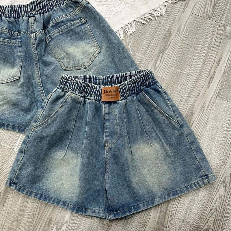 BIGGSIZE Quần short jeans nữ cạp chun trơn basic