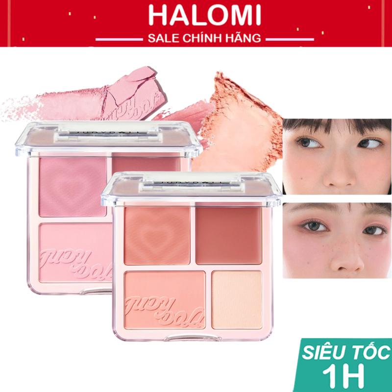 Phấn má hồng JUDYDOLL 4 ô má hồng bắt sáng tự nhiên tươi tắn hạt phấn mịn lâu trôi gồm 3 tone